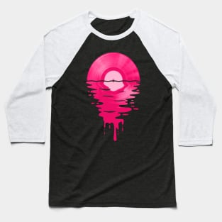 Cool Music Vinyl Record Retro Pink Baseball T-Shirt